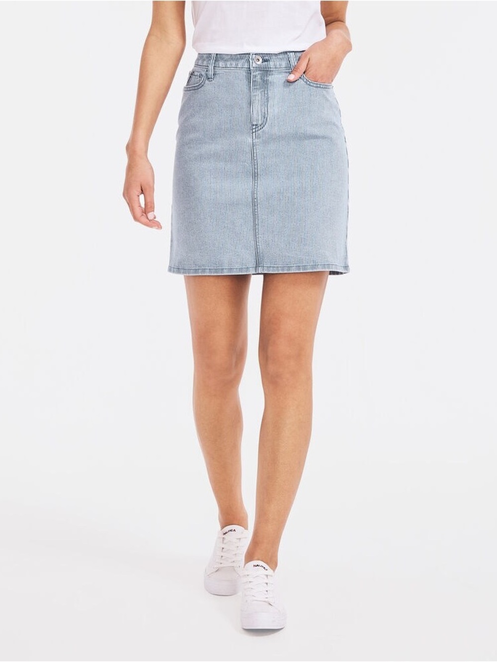 Nautica Jeans Co. Railroad Stripe Denim Skirt Size, 29